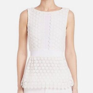 DIANE VON FURSTENBERG Tavita Cosmic White Lace Peplum Top